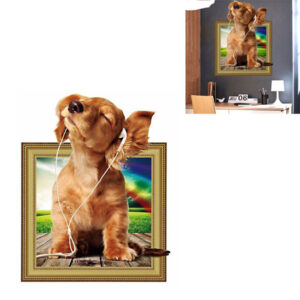 3D nálepka na zeď / dekorace na zeď, štěně – 37 x 47 cm