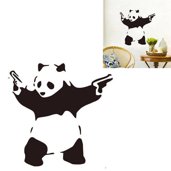 Dekorace na zeď / samolepka na zeď, panda – 42 x 42 cm