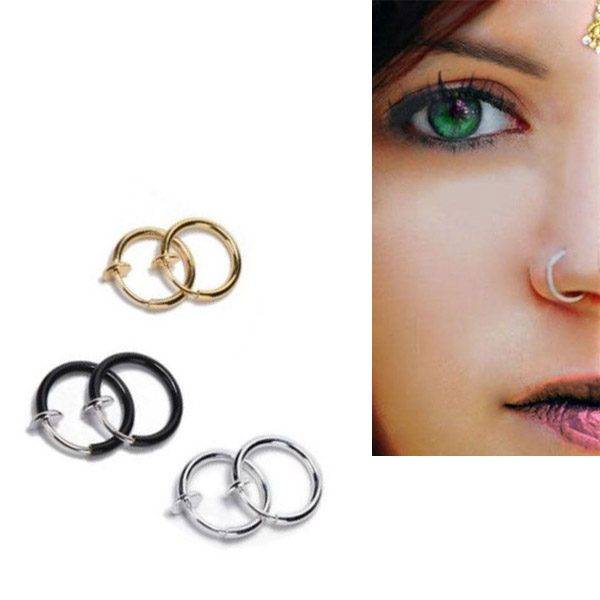 Falešný piercing do nosu / fake piercing, styl kroužek – 3 barvy