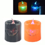 LED svíčka Halloween / elektrická svíčka, styl dýně – 2 barvy