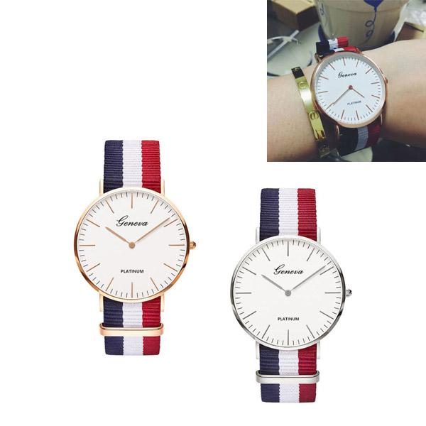 Náramkové hodinky / analogové hodinky s proužky, unisex – 2 barvy