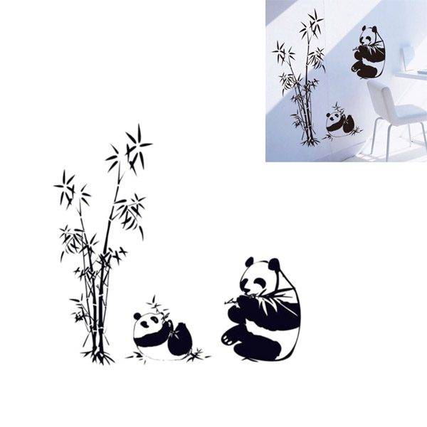 Samolepka na zeď / samolepící dekorace na zeď, pandy – 110 x 95 cm